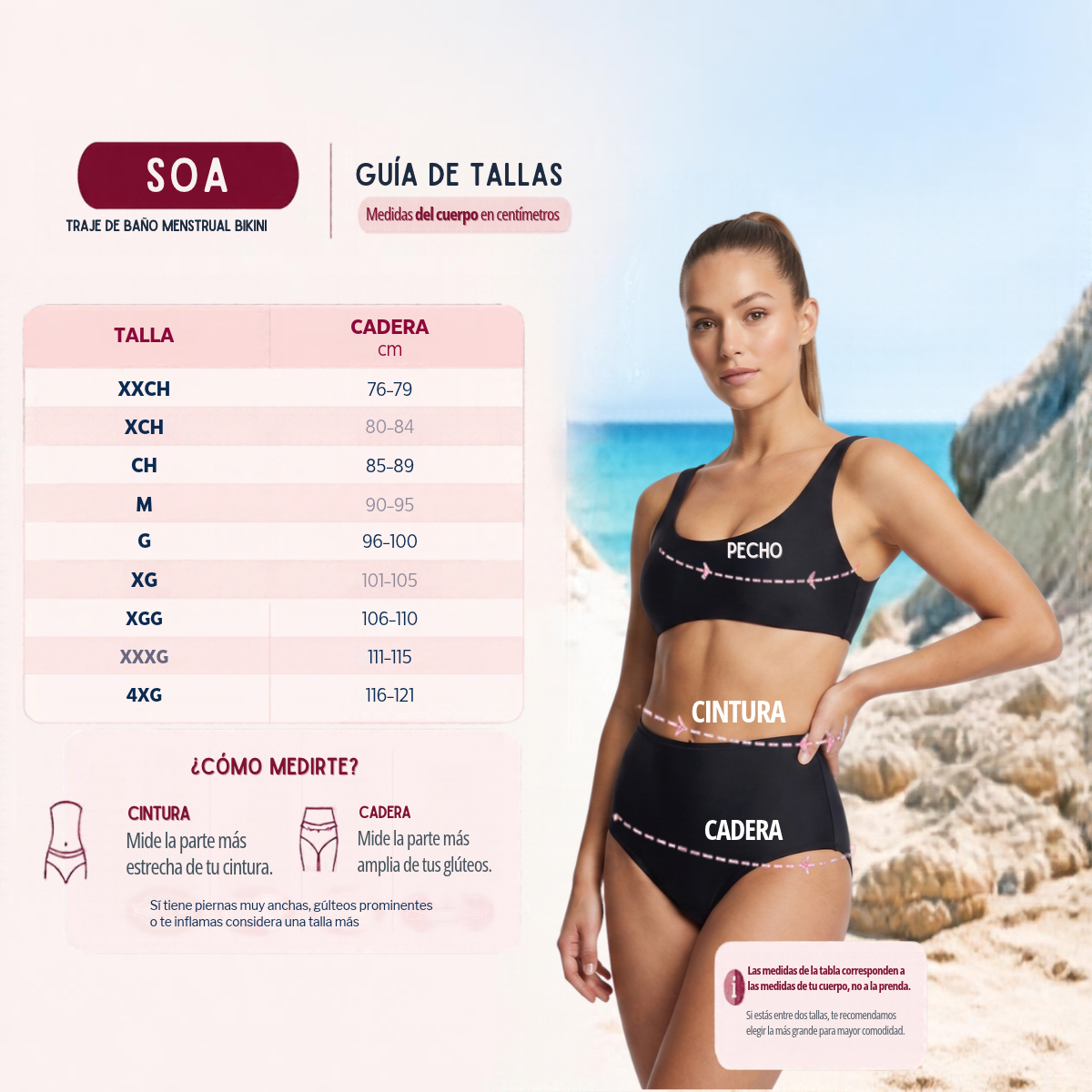 Traje de Baño Soa - (tiro alto) - Ligero a Moderado