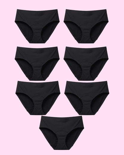 Pack 7 Panties Esenciales para Menstruación y Flujo Vaginal