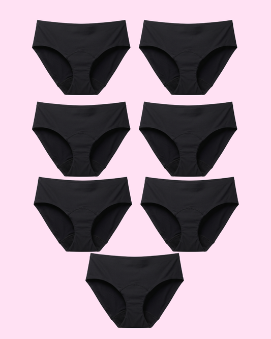 Pack 7 Panties Esenciales para Menstruación y Flujo Vaginal