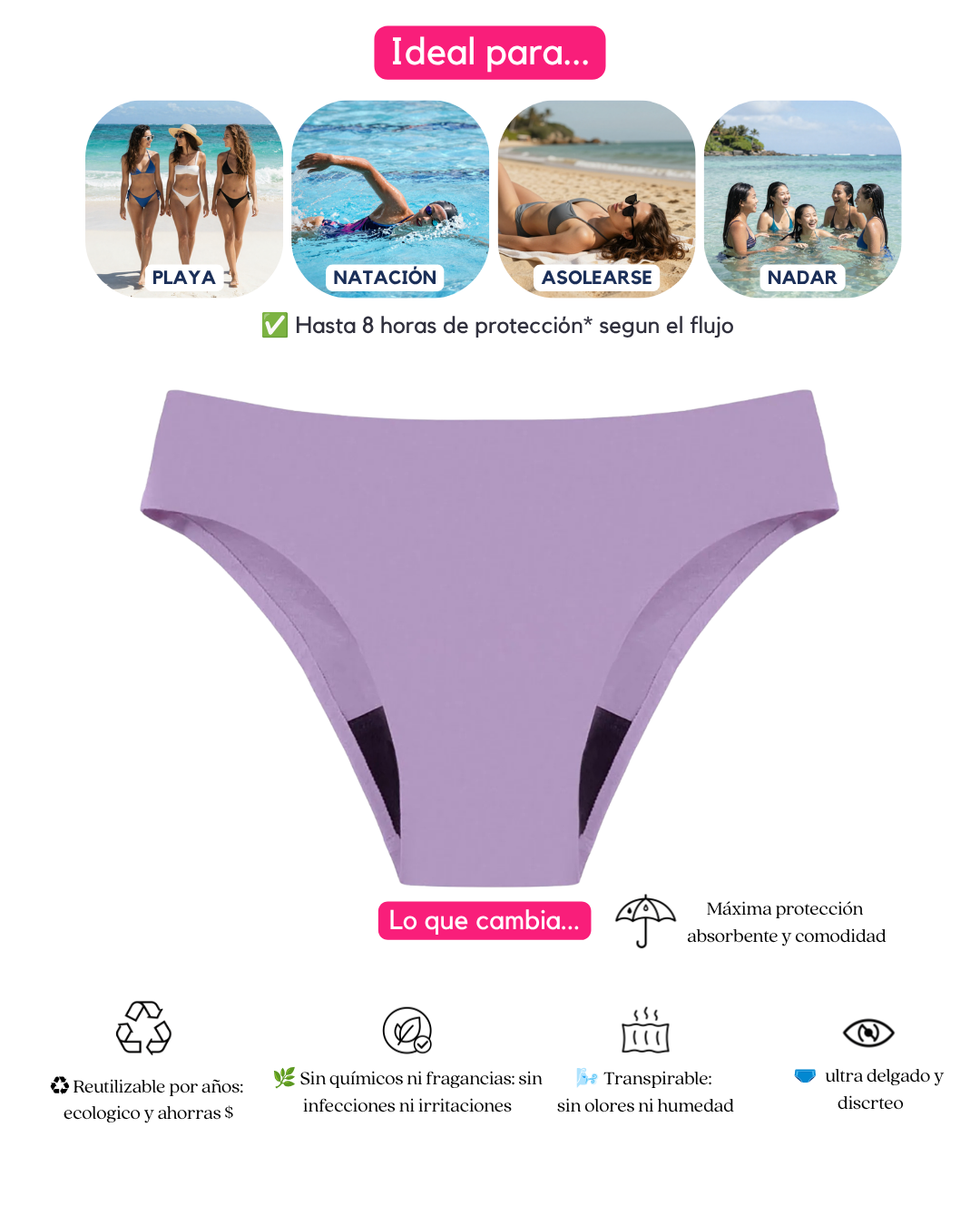 Traje de Baño Atlas - (sin costuras) - Ligero a Moderado