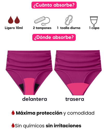 Traje de Baño Soa Plisado - (tiro alto) - Ligero a Moderado