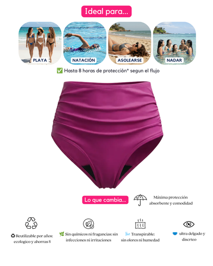 Traje de Baño Soa Plisado - (tiro alto) - Ligero a Moderado