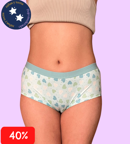Kari Corazones Verde (Brief) - Moderado Niñas
