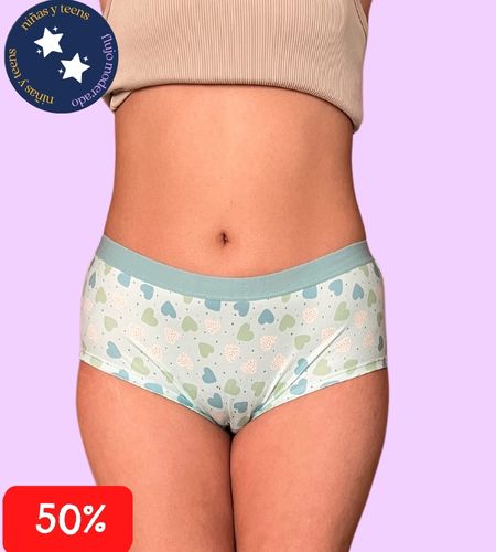 Kari Corazones Verde (Brief) - Moderado Niñas